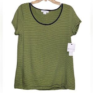 Liz Claiborne Green Striped Ladies Top Size Medium NWT